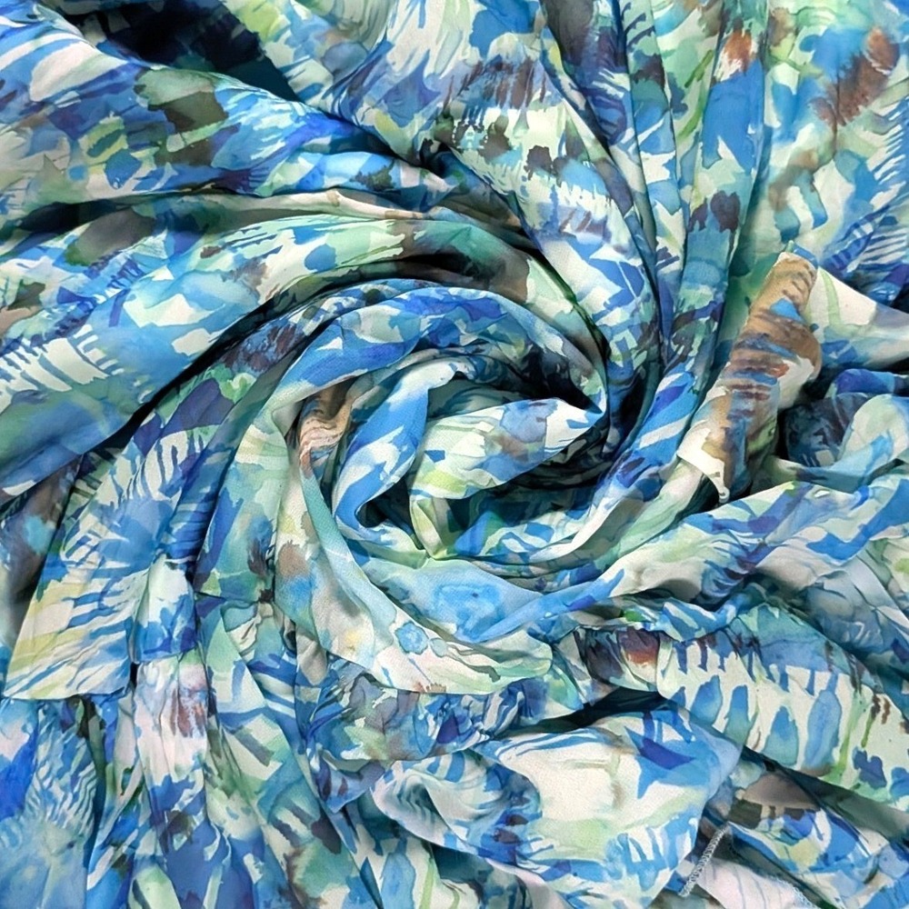 Faeriesty Blue Green Floral Maxi Dress V Neck Balloon Sleeve Whimsical Cottage S - Picture 9 of 13